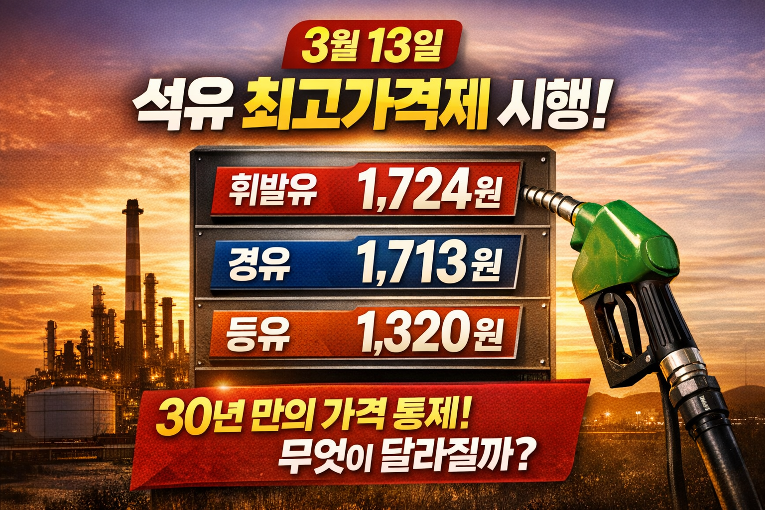 3월 13일 석유 최고가격제 시행 핵심 정리