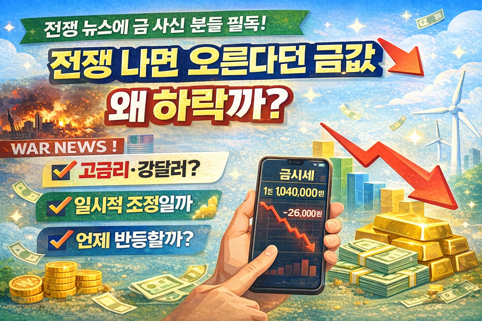 오늘 금시세 왜 떨어질까 전쟁 뉴스에도 금값 하락 이유