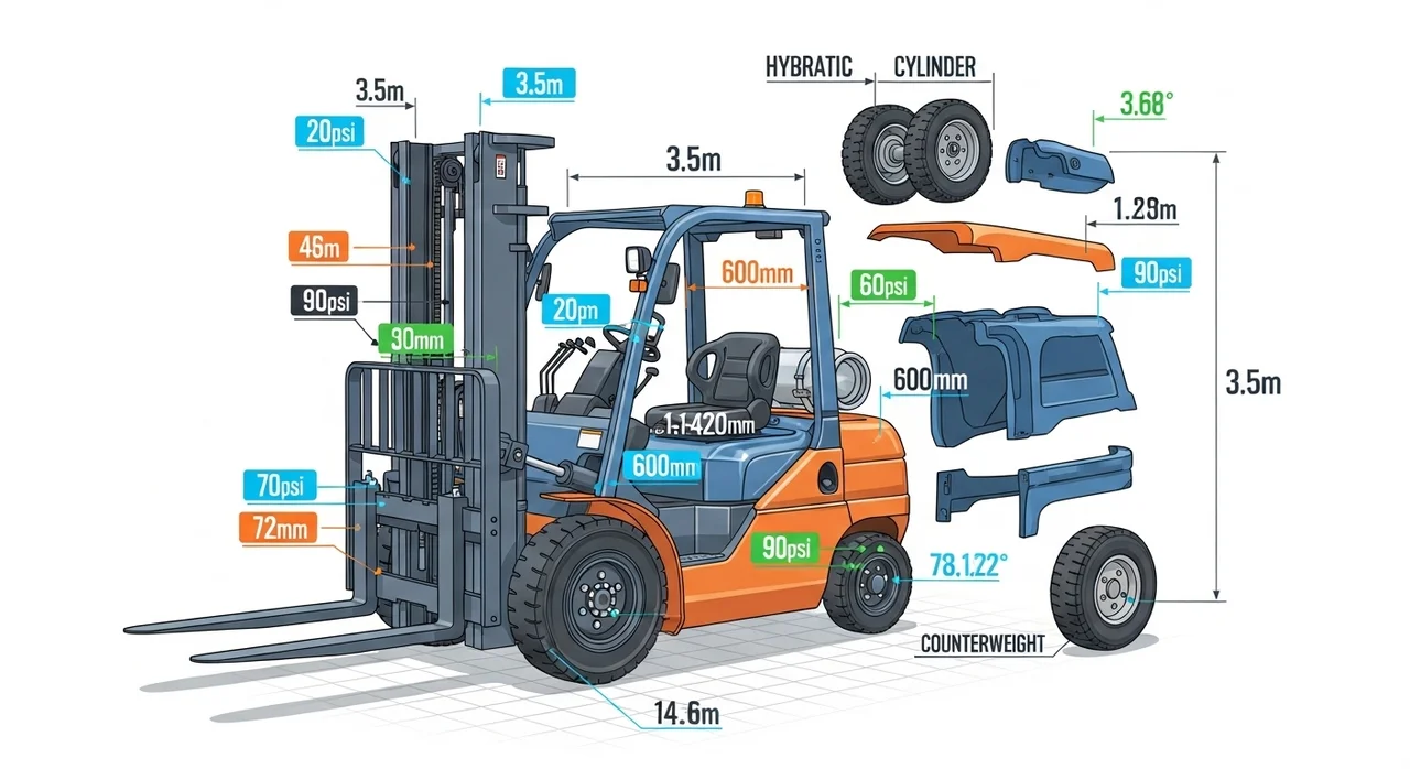 지게차 성능계산기로 확인 가능한 주요 항목