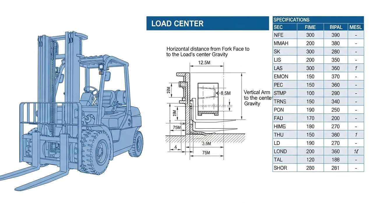 지게차 안정설계를 위한 주요 데이터 항목