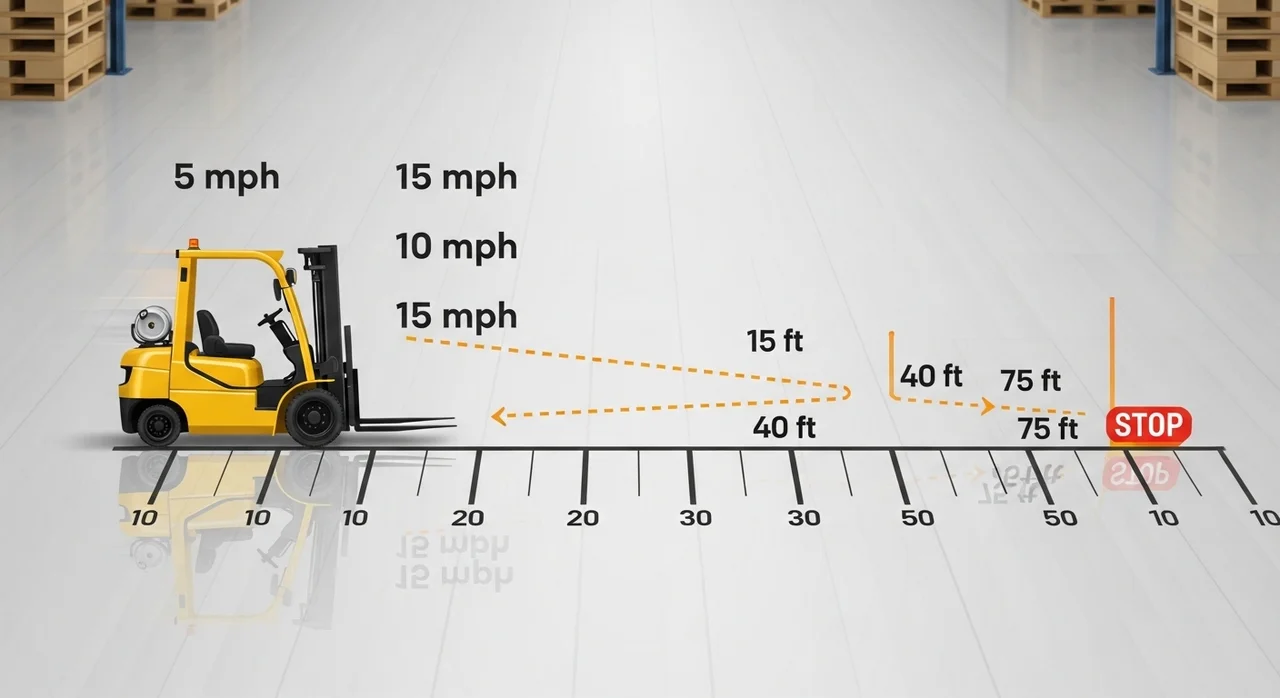 하중 및 속도에 따른 예상 제동거리 비교