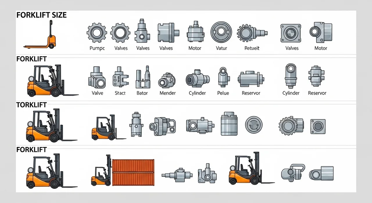지게차 톤수별 표준 유압 펌프 사양 비교
