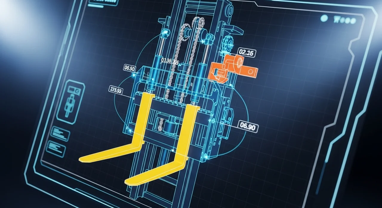 지게차 틸트 각도 계산기: 링크 기구학 기반 유압 실린더 해석 가이드
