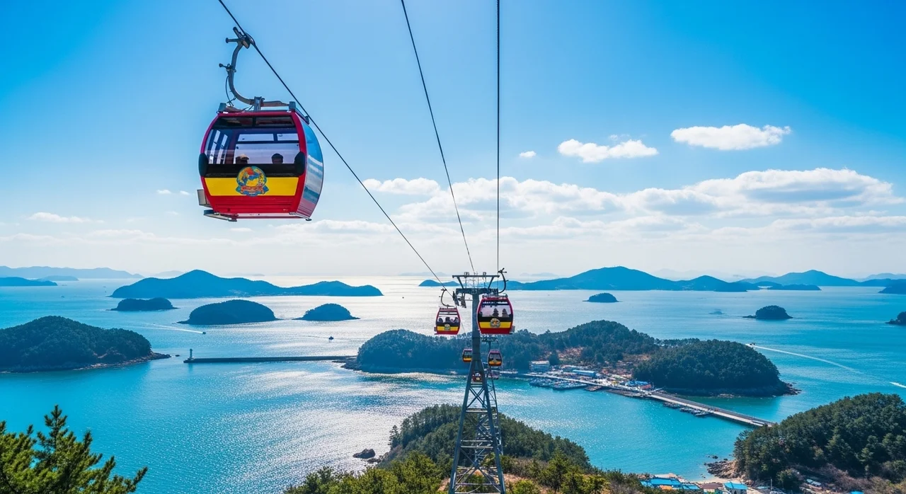 통영 케이블카 & 어드벤처타워 — 하늘에서 본 바다