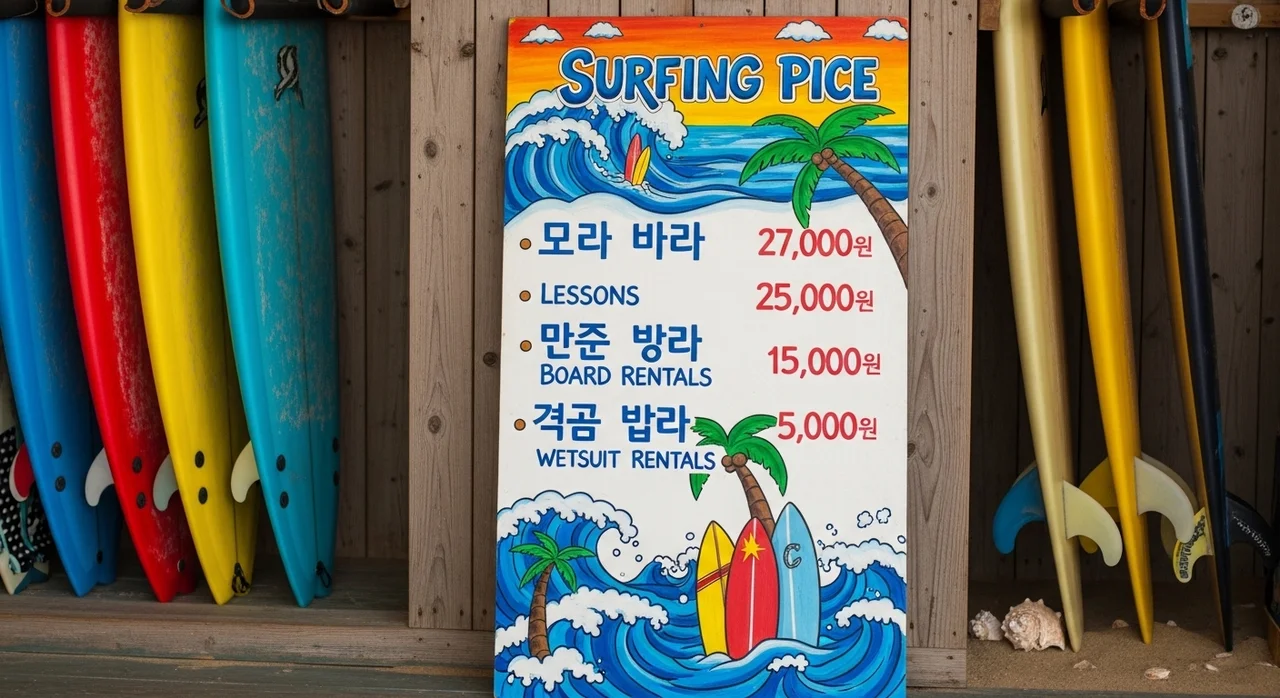 양양 서핑 강습 평균 가격 및 포함 내역