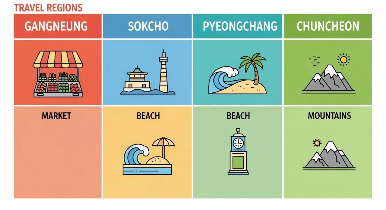 지역별 강원도 가족여행 특징 비교