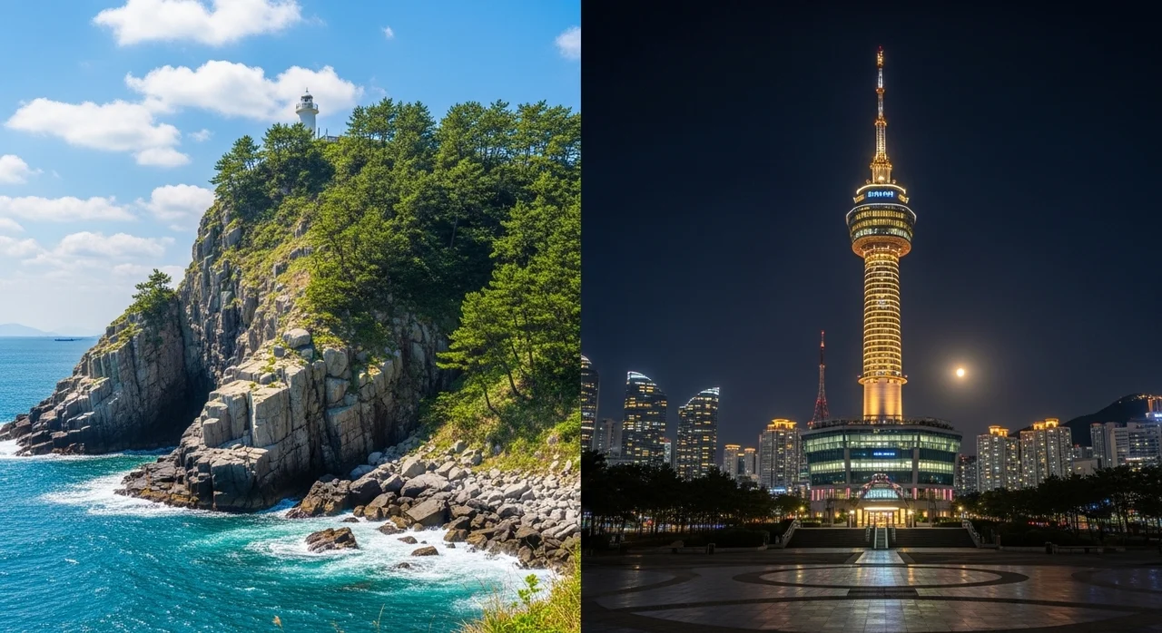 태종대 유원지와 다이아몬드 타워 비교