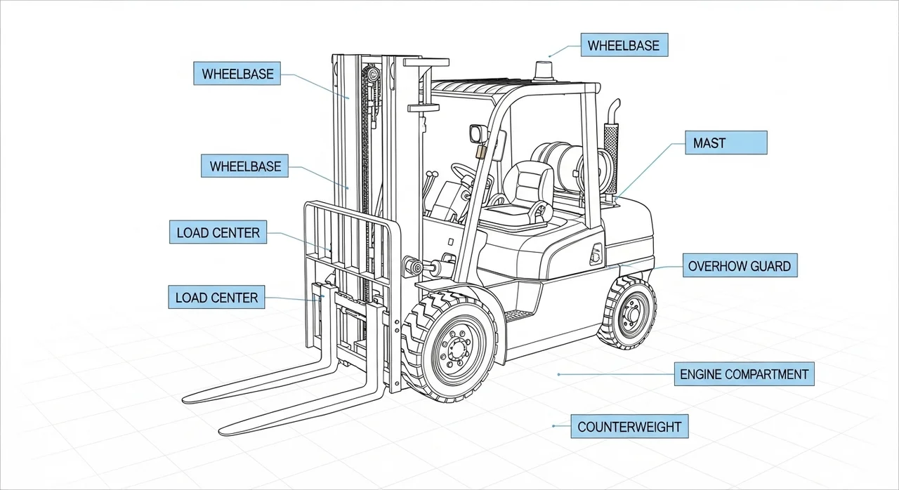 지게차 합성 무게중심 계산기 주요 항목