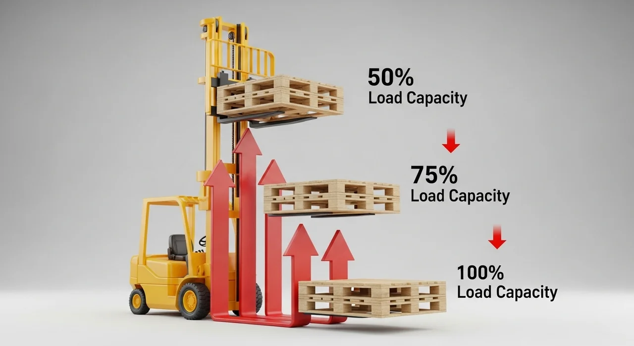마스트 높이 및 하중 중심별 허용 하중 가이드