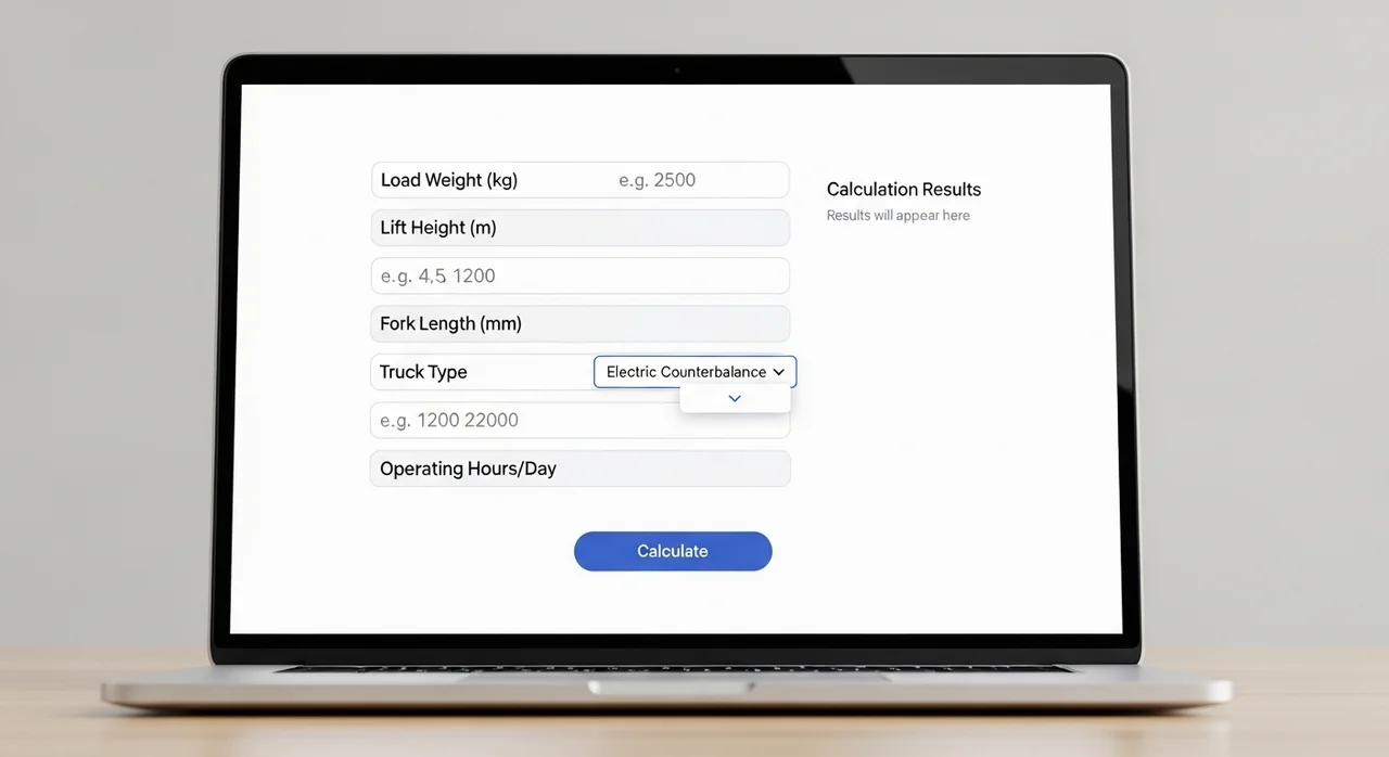 지게차 직각적재통로폭 계산기 사용 방법