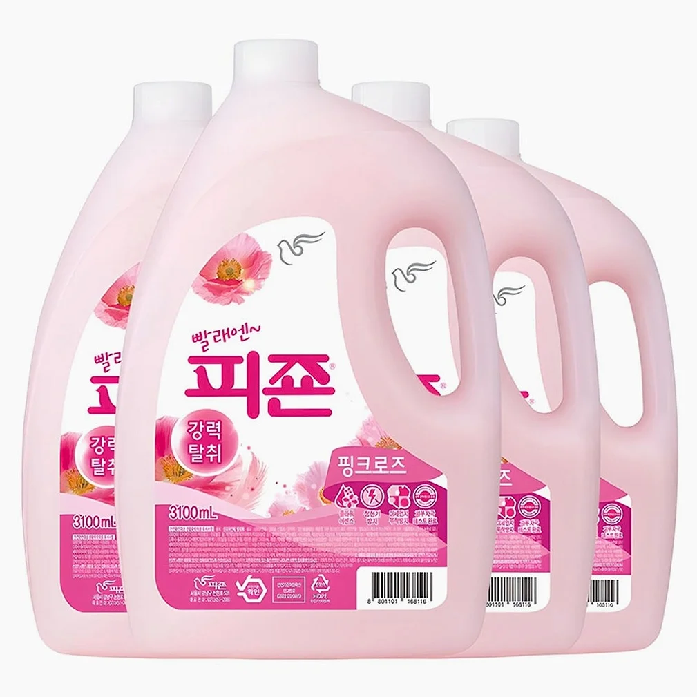 피죤 레귤러 섬유유연제 핑크로즈 본품, 3.1L, 4개