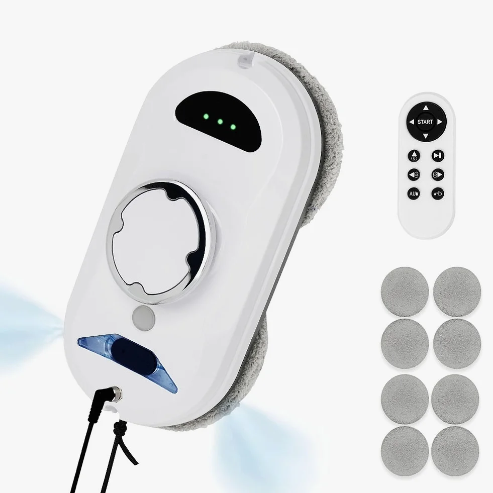 Novatech S1 창문 로봇청소기 5800Pa 초강흡입력 자동 분수 유리창 로봇청소기 초슬림 창문 청소기, Noa-S1, White