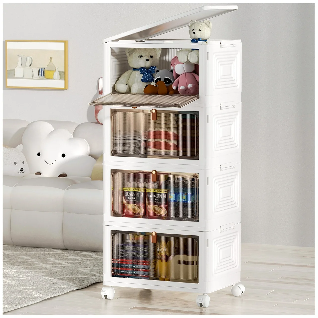 Kipnos 폴딩 대용량 리빙박스 수납장 대용량 수납 정리함 접이식 보관함 다용도 수납함 플라스틱 수납함 사물함 정리함 리빙박 스수납박스 대형가정용 장난감 수납장 옷정리함