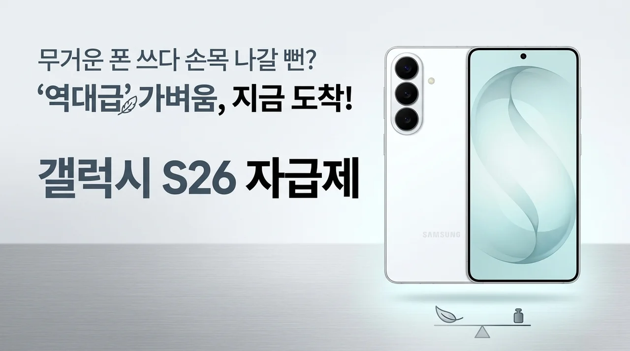 무거운 폰 쓰다 손목 나갈 뻔? 갤럭시 S26 자급제, 가벼움의 끝판왕 등장!