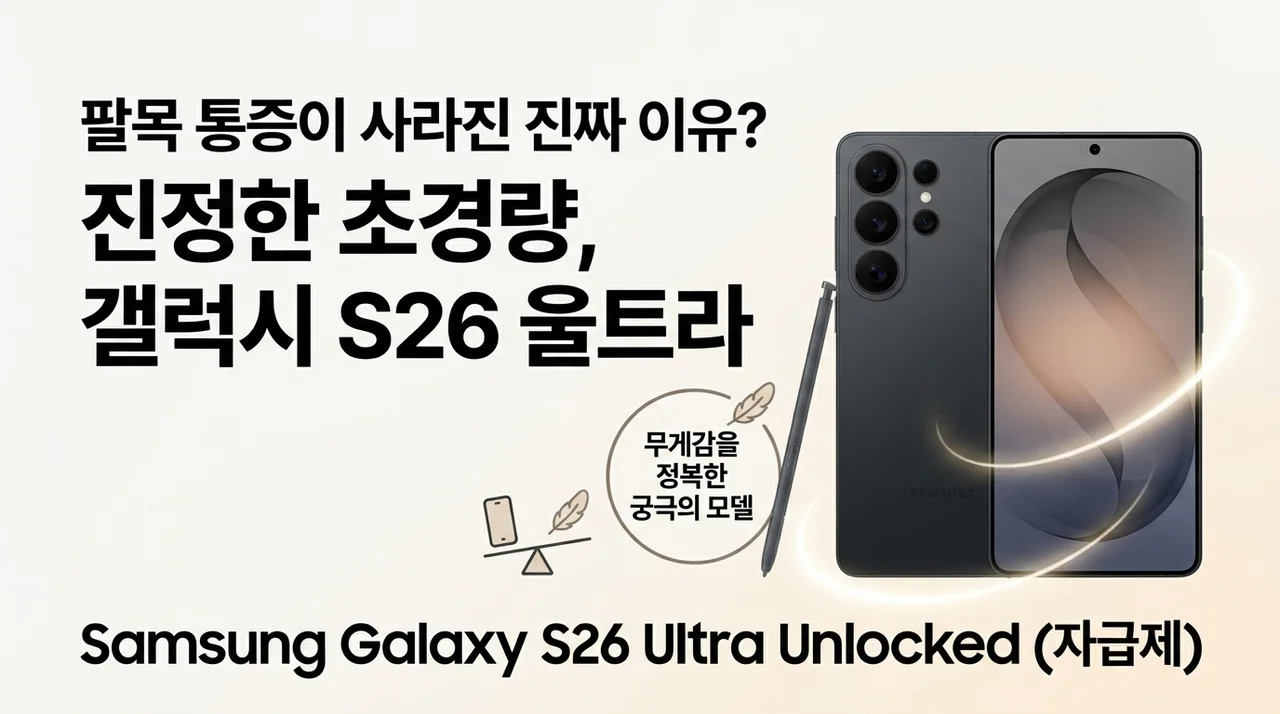 무게까지 잡은 끝판왕! 삼성 갤럭시 S26 Ultra 자급제, 고민하던 손목 통증 사라진 이유