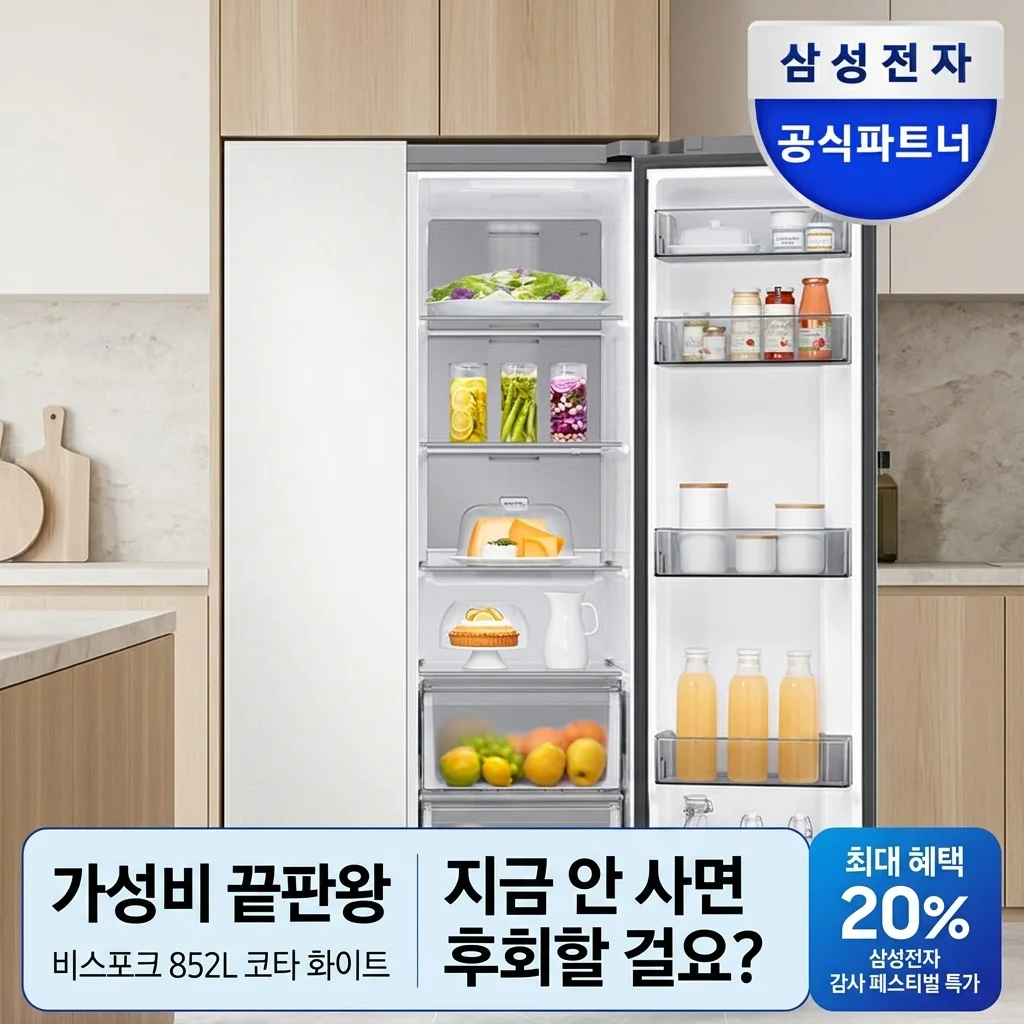지금 안 사면 후회? 삼성 비스포크 냉장고 852L 코타화이트 가성비 종결판