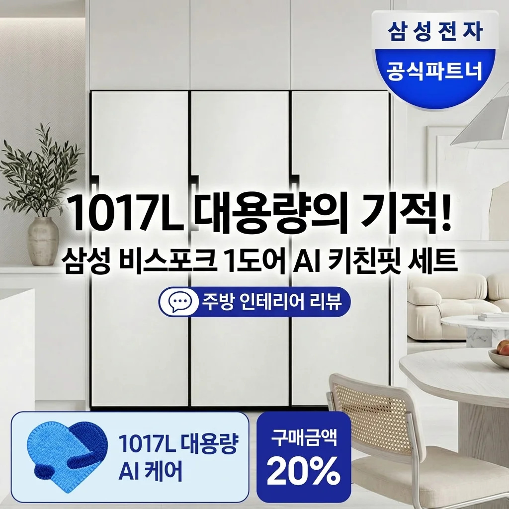 1017L 대용량의 기적! 삼성 비스포크 1도어 AI 키친핏 세트 주방 인테리어 후기