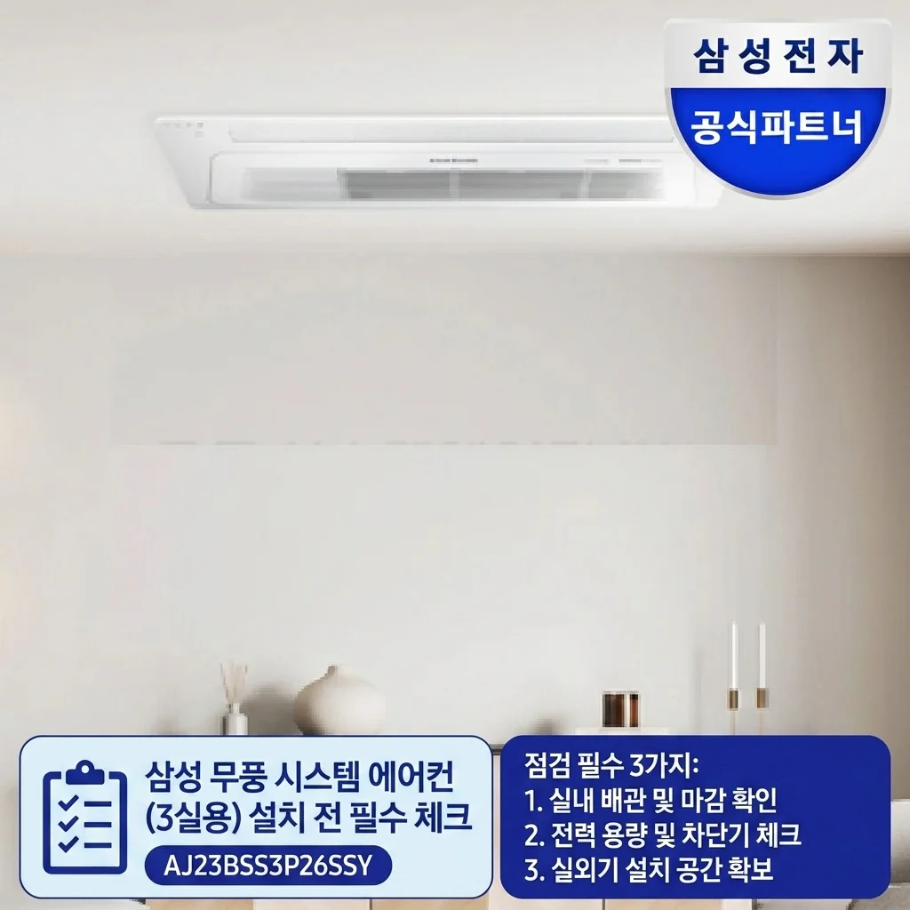 삼성 시스템에어컨 무풍 천장형 3실 AJ23BSS3P26SSY 설치 전 필수 체크