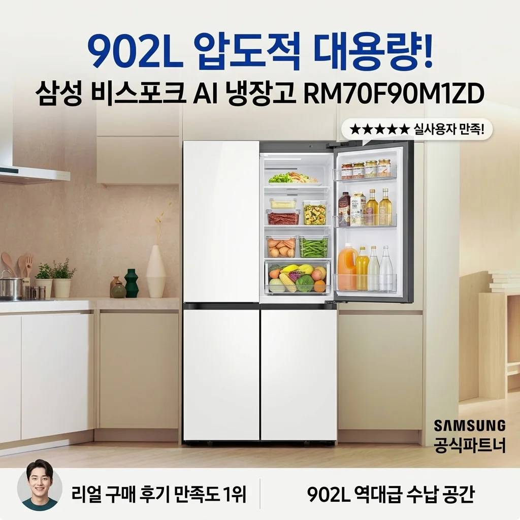 902L 역대급 용량! 삼성 비스포크 AI 냉장고 RM70F90M1ZD 대만족 후기