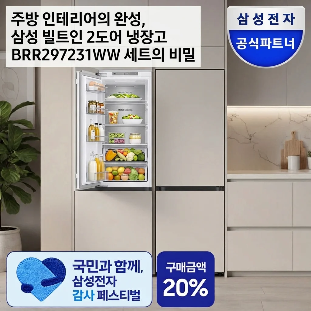 주방 인테리어의 완성, 삼성 빌트인 2도어 냉장고 BRR297231WW 세트 비밀