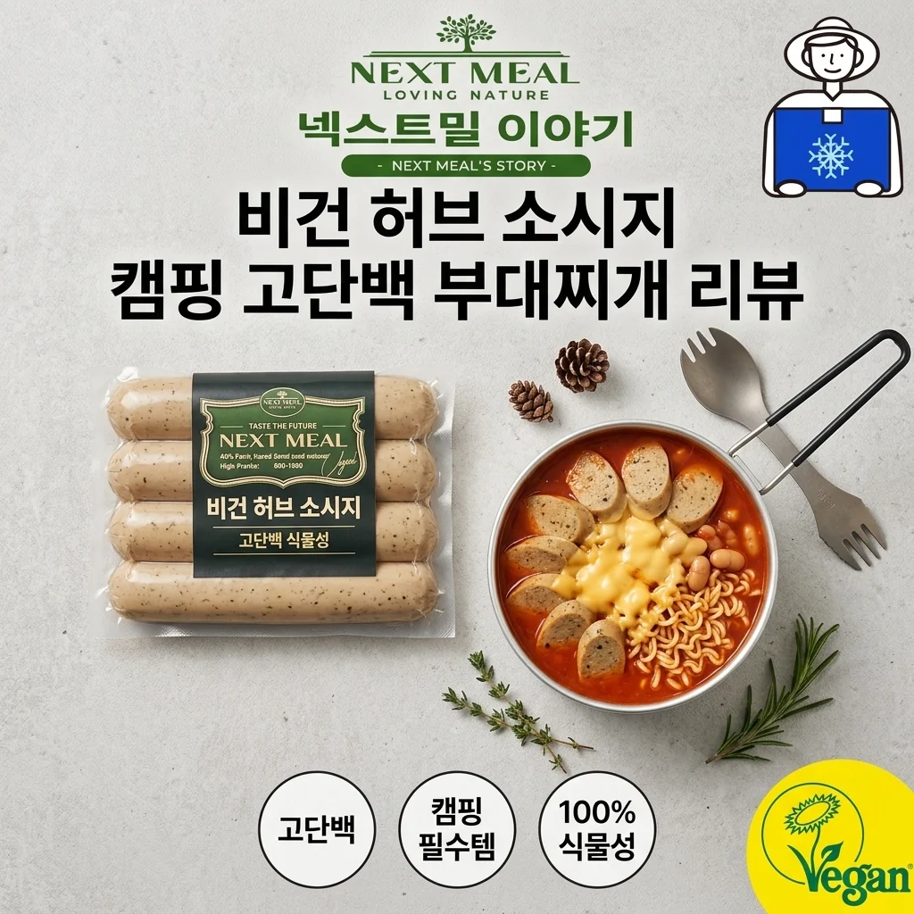 넥스트밀 비건 허브 소시지 고단백 식물성 부대찌개 캠핑 간식 후기