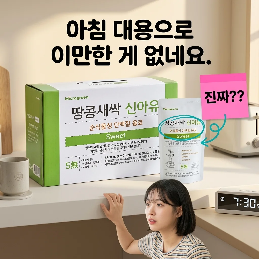 신아유 땅콩새싹두유 스위트 식물성 단백질, 아침 대용으로 이만한 게 없네요