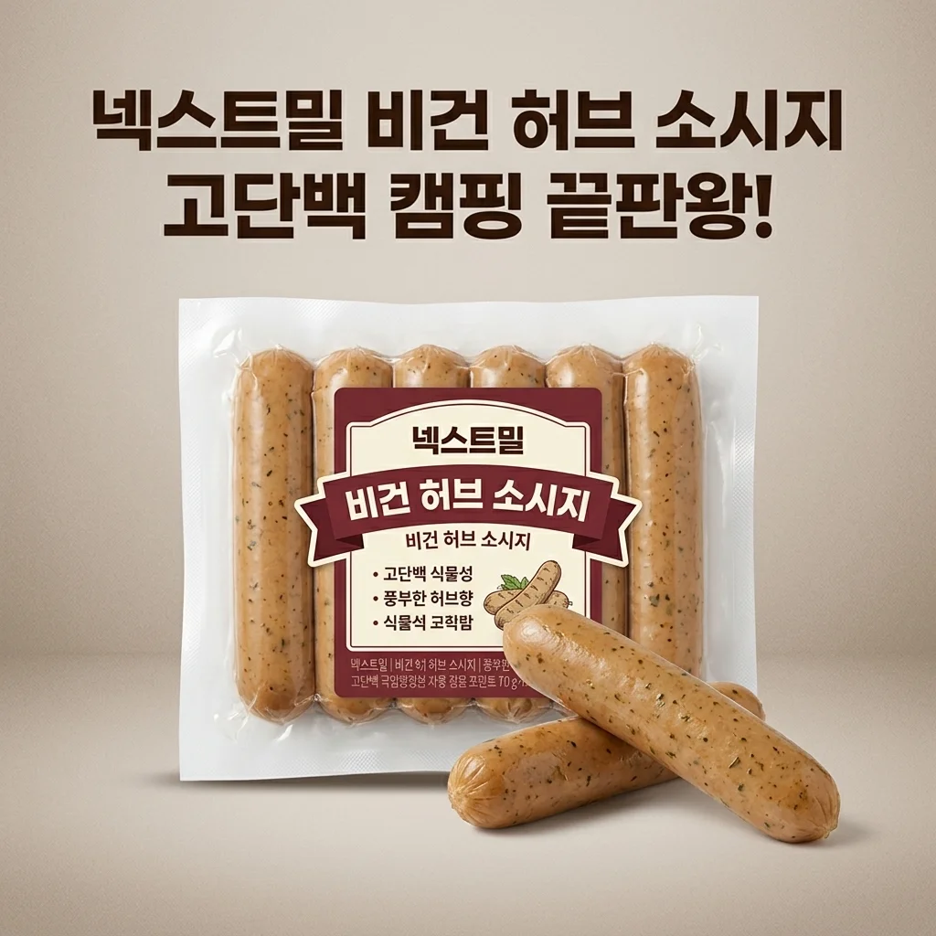 넥스트밀 비건 허브 소시지 고단백 식물성 캠핑 부대찌개 끝판왕