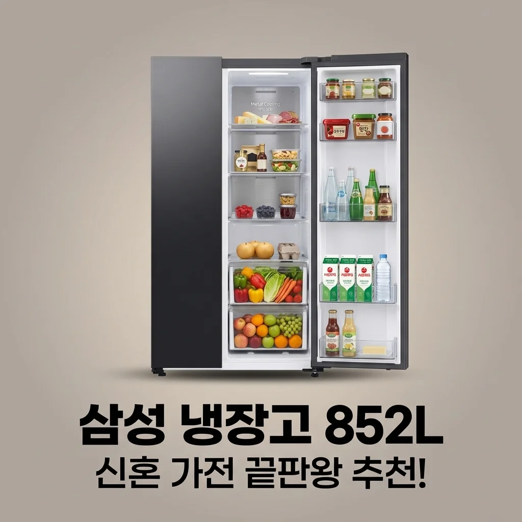 삼성 냉장고 852L 2도어 젠틀블랙, 900리터 이하 신혼 가전 끝판왕인 이유