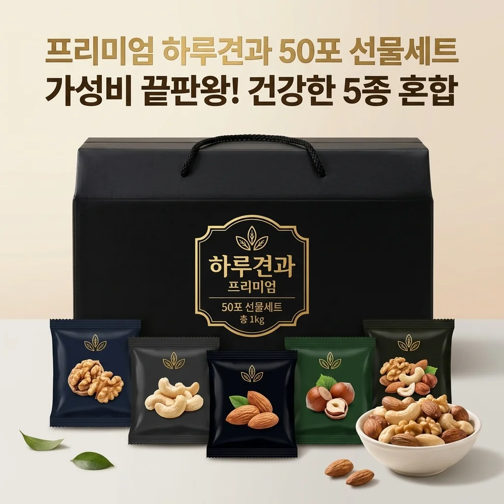 프리미엄하루견과 50포 선물세트 5종 혼합 건강간식 가성비 끝판왕 추천