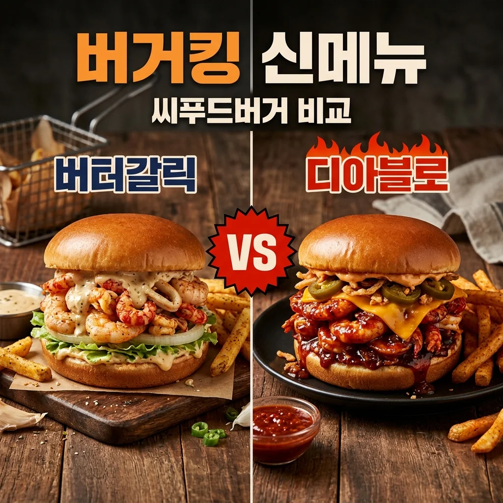 보일링씨푸드버거 버거킹 신메뉴 버터갈릭 vs 디아블로 완벽 비교 후기