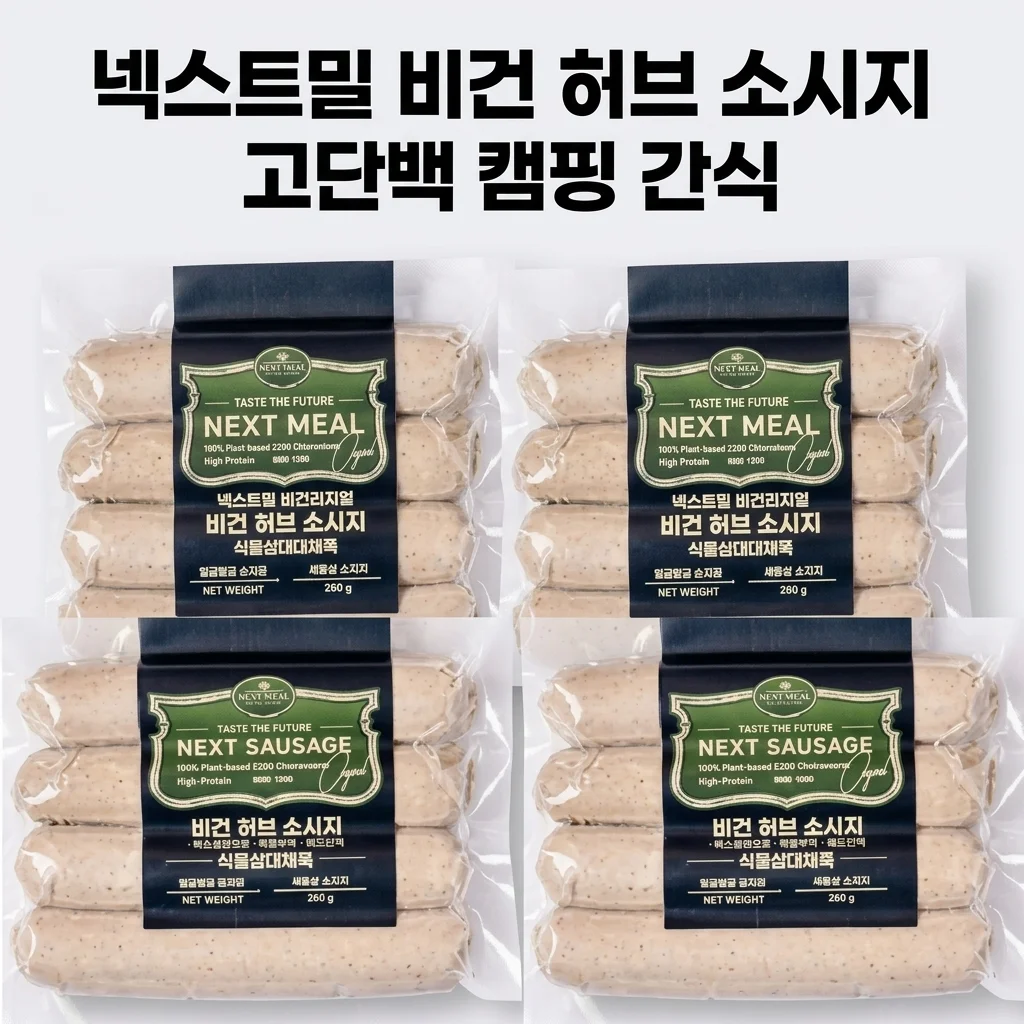 넥스트밀 비건 허브 소시지, 고단백 식물성 부대찌개 캠핑 간식으로 완벽한 선택