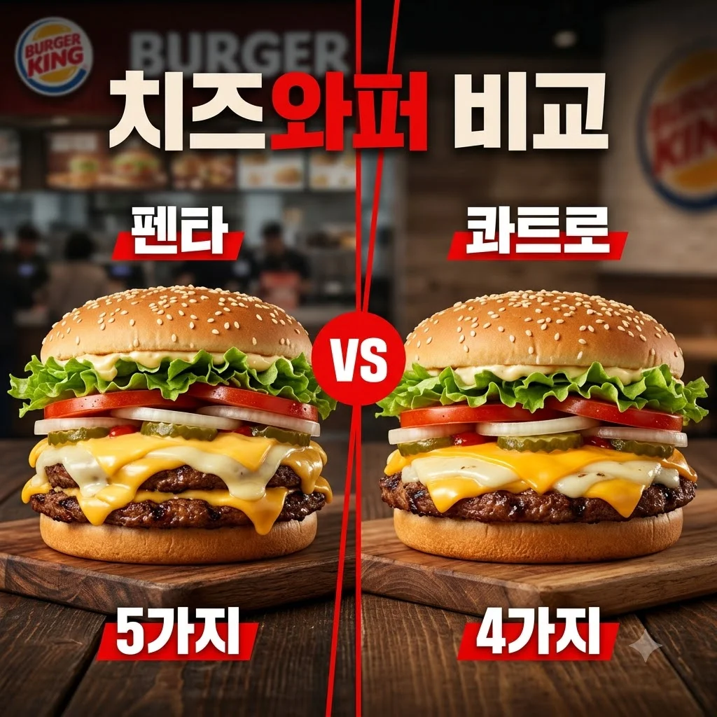펜타치즈와퍼 버거킹 신메뉴 가격 칼로리 및 콰트로와 차이점 총정리
