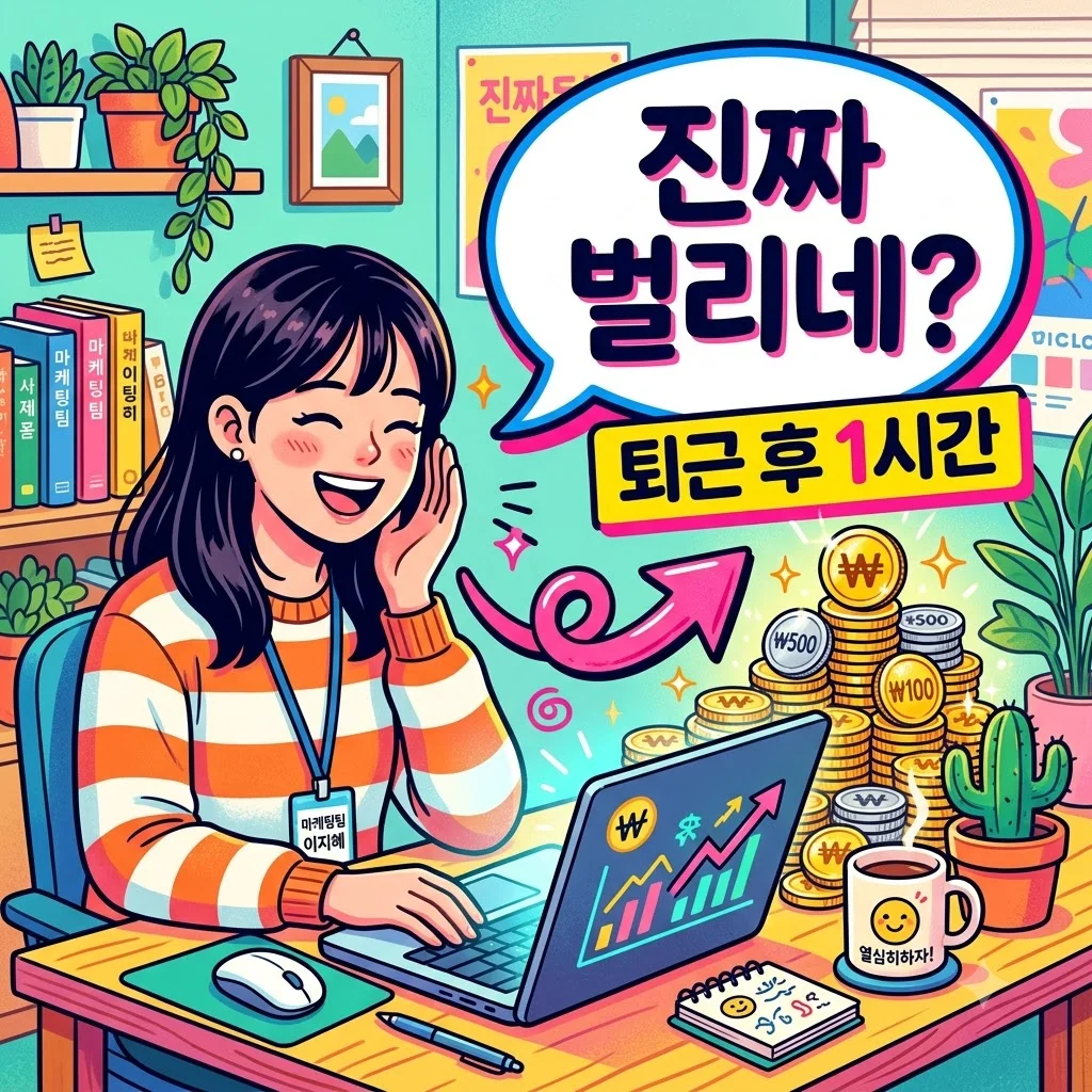 직장인부업 추천, 퇴근 후 딱 1시간으로 월 50만원 번 찐후기