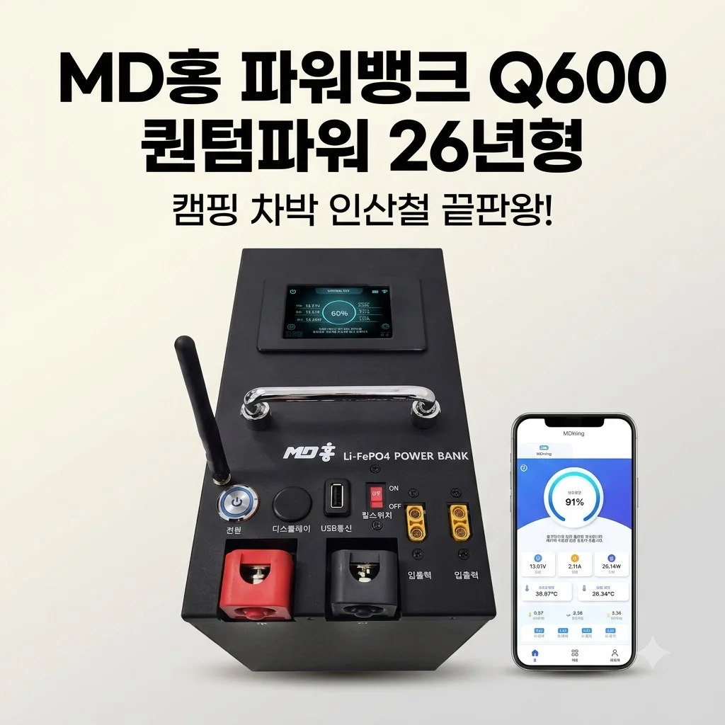 MD홍 파워뱅크 Q600 퀀텀파워 26년형, 캠핑 차박 끝판왕 인산철 배터리 추천