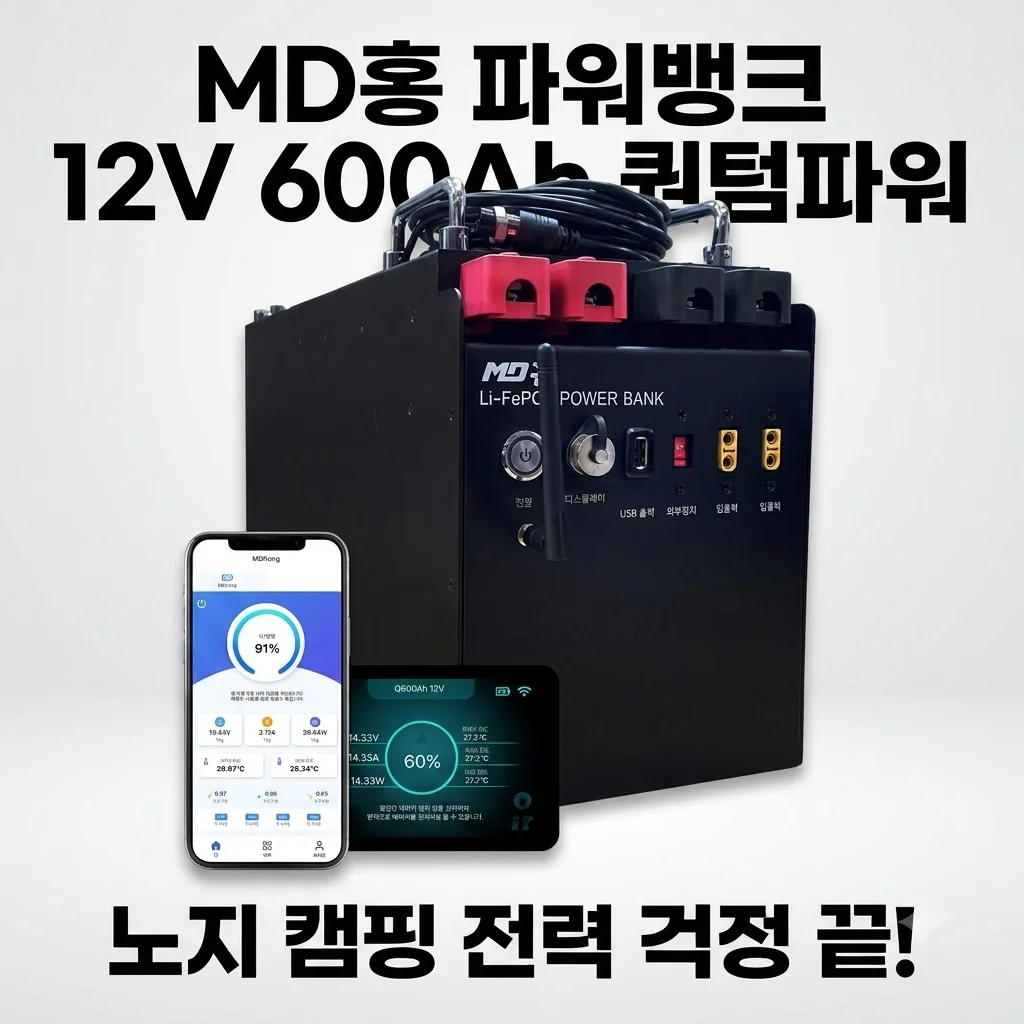 MD홍 파워뱅크 12V 600Ah 퀀텀파워, 노지 캠핑 전력 걱정 끝!