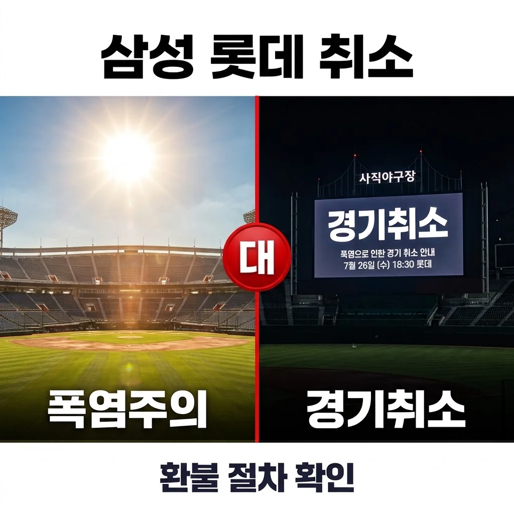2026년 08월 01일 삼성 라이온즈 롯데 자이언츠 폭염 취소 및 환불 안내