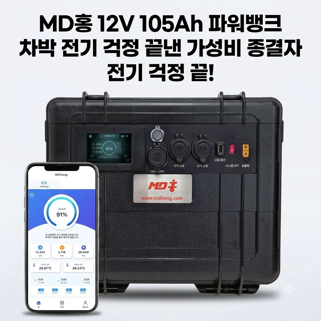 MD홍 12V 105Ah 파워뱅크 차박 전기 걱정 끝낸 가성비 종결자