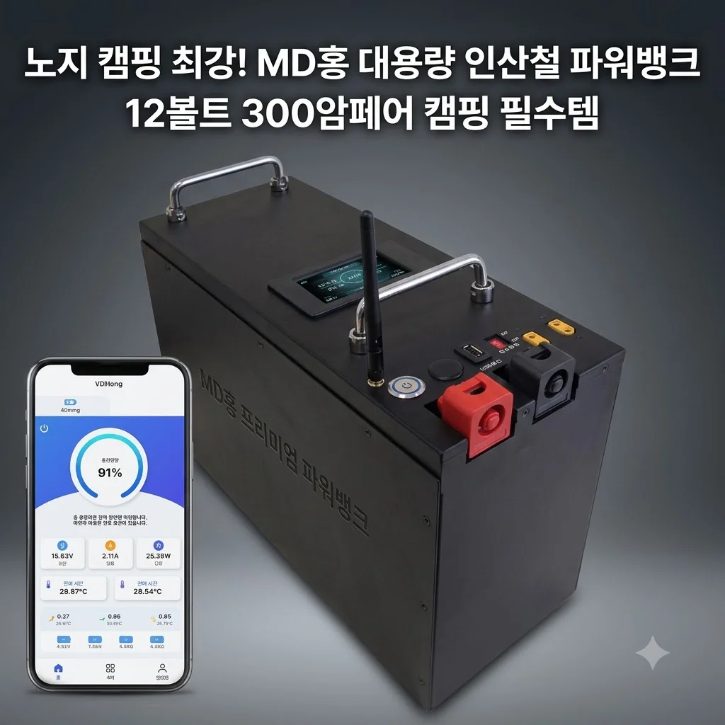 MD홍 파워뱅크 12V 300Ah 퀀텀파워 캠핑용 인산철 배터리, 노지 캠핑의 필수템