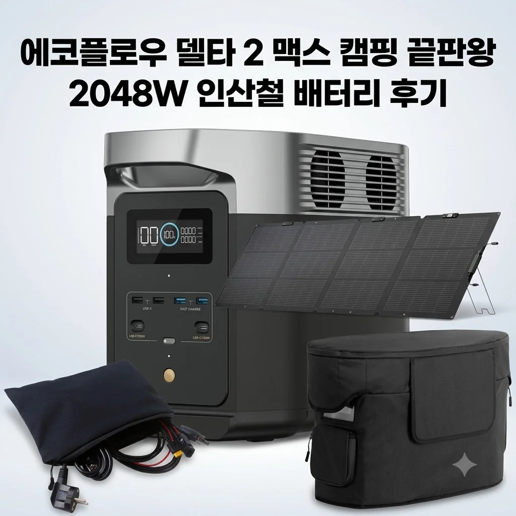 에코플로우 델타 2 맥스 파워뱅크 220V 2048W 인산철 배터리 노지 캠핑 끝판왕 후기