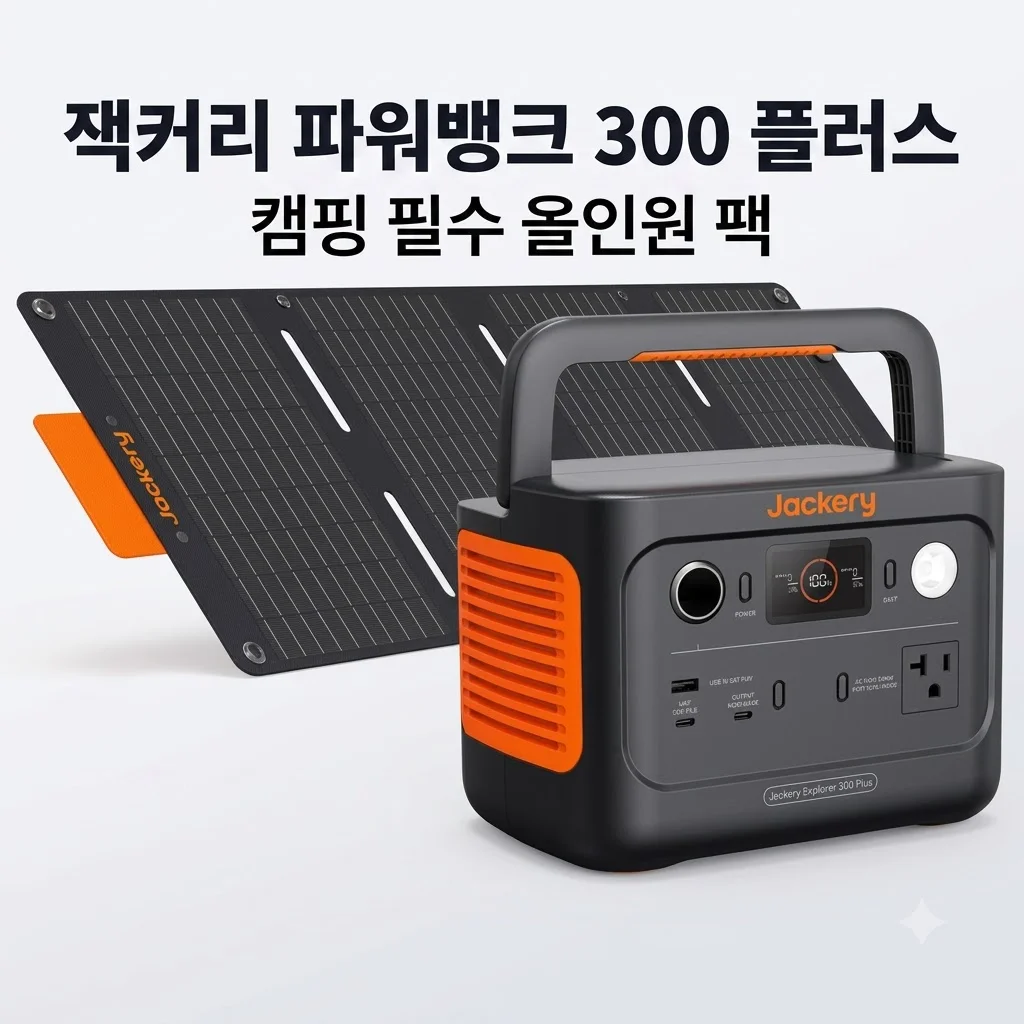 잭커리 파워뱅크 300 플러스 plus 태양광패널, 캠핑 필수 올인원 팩