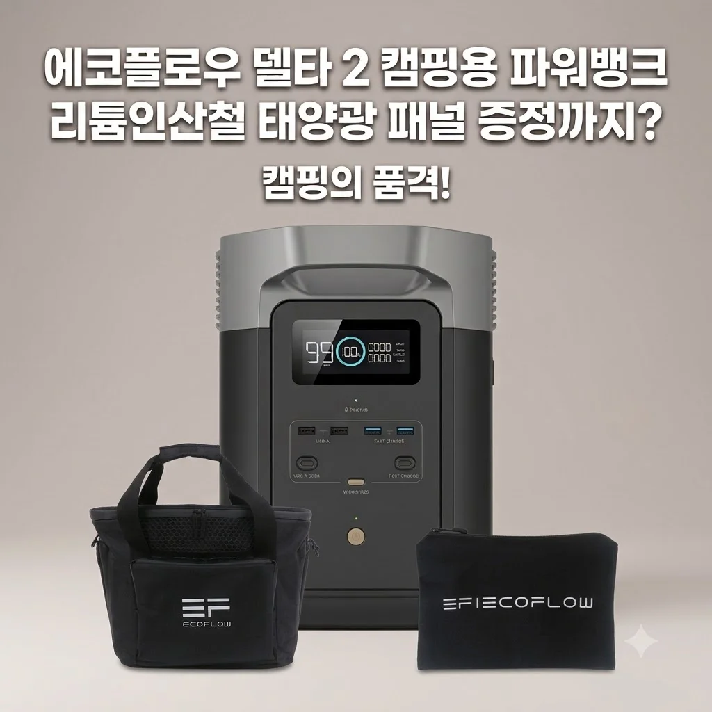 에코플로우 델타 2 파워뱅크 캠핑용 배터리 리튬인산철 태양광 패널 증정까지?