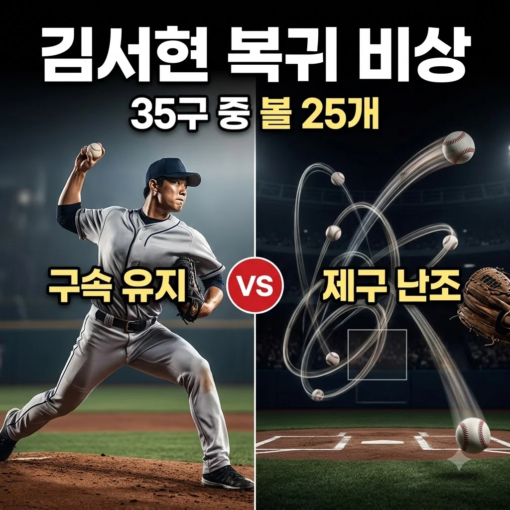 김서현 35구 중 볼 25개 충격적 제구, 한화 1군 복귀 미뤄진 진짜 이유