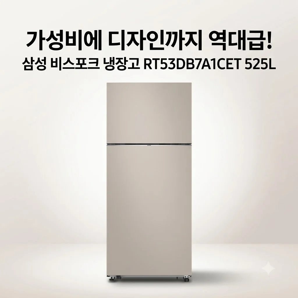 삼성 냉장고 비스포크 RT53DB7A1CET 525L, 가성비에 디자인까지 역대급이네요