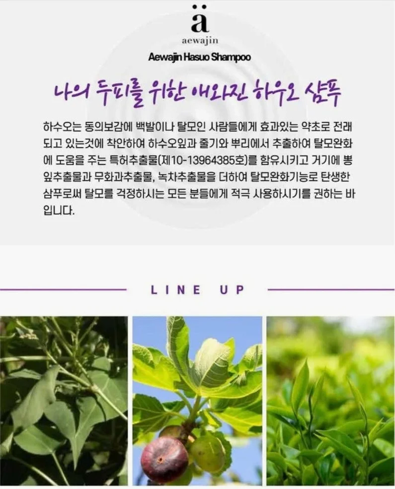 특허추출물 함유 애와진 하수오 샴푸 500ml, 2개 상세 이미지 1