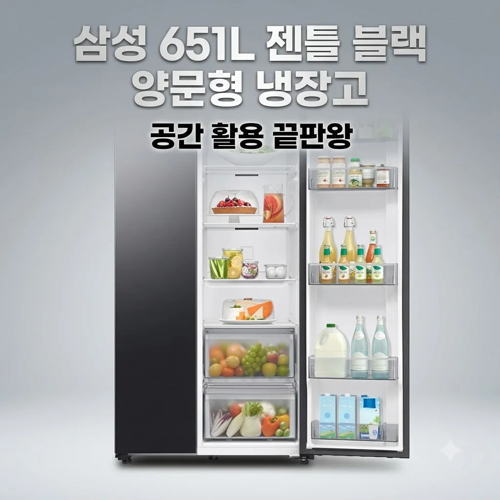 삼성 냉장고 양문형 젠틀 블랙 651L 공간 활용 끝판왕 AI 인버터 후기