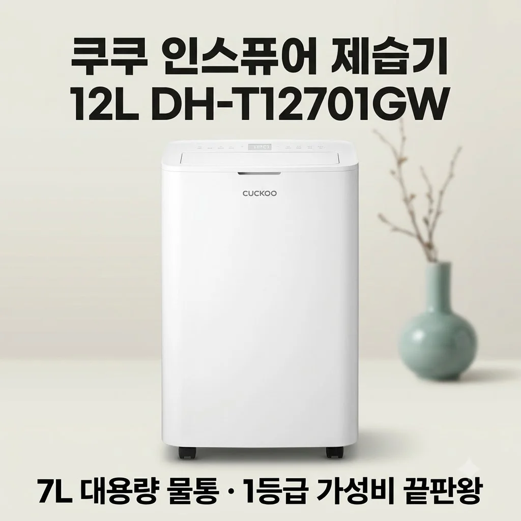 쿠쿠 인스퓨어 제습기 12L DH-T12701GW, 7L 대용량 물통에 1등급 가성비 끝판왕