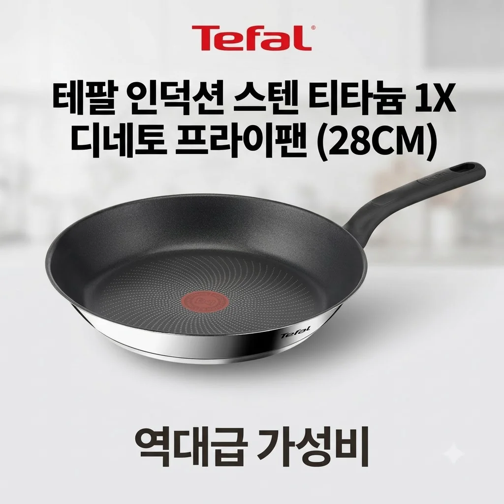 테팔 인덕션 스텐 티타늄 1X 디네토 프라이팬 28CM, 3만원대 역대급 가성비