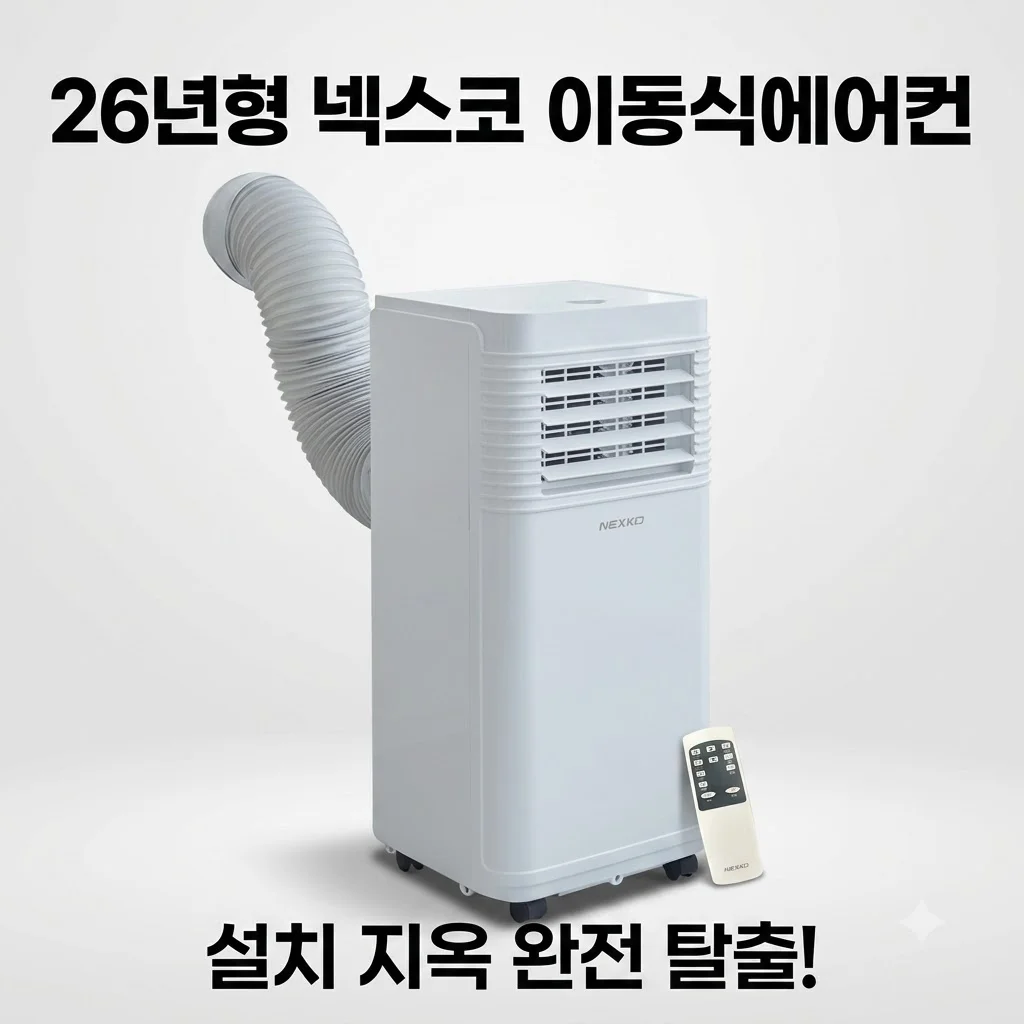 넥스코 이동식에어컨 26년형 실외기 없는 미니 소형 에어컨, 설치 지옥 탈출기
