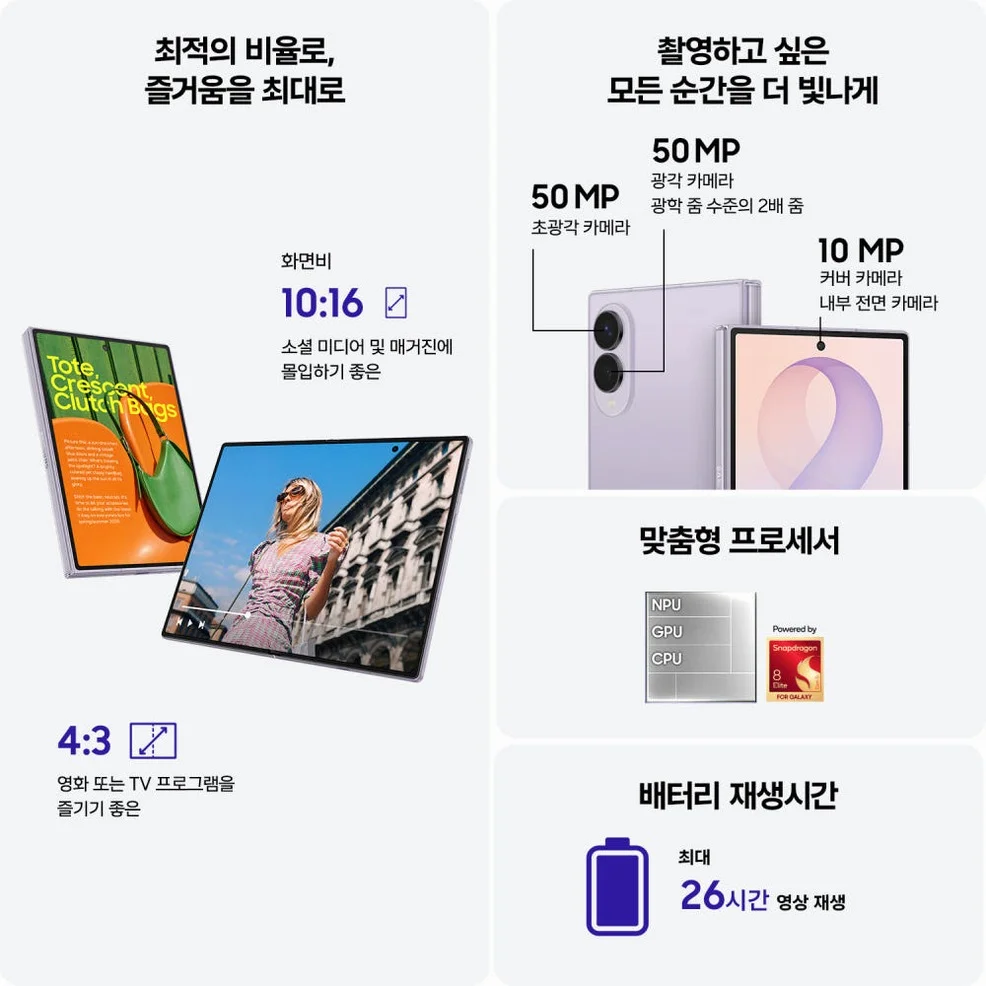 삼성 공식 갤럭시 Z폴드8 512GB 자급제 SM-F971N 상세 이미지 5