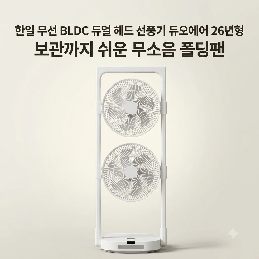 한일 무선 BLDC 듀얼 헤드 선풍기 듀오에어 26년형, 보관까지 쉬운 무소음 폴딩팬